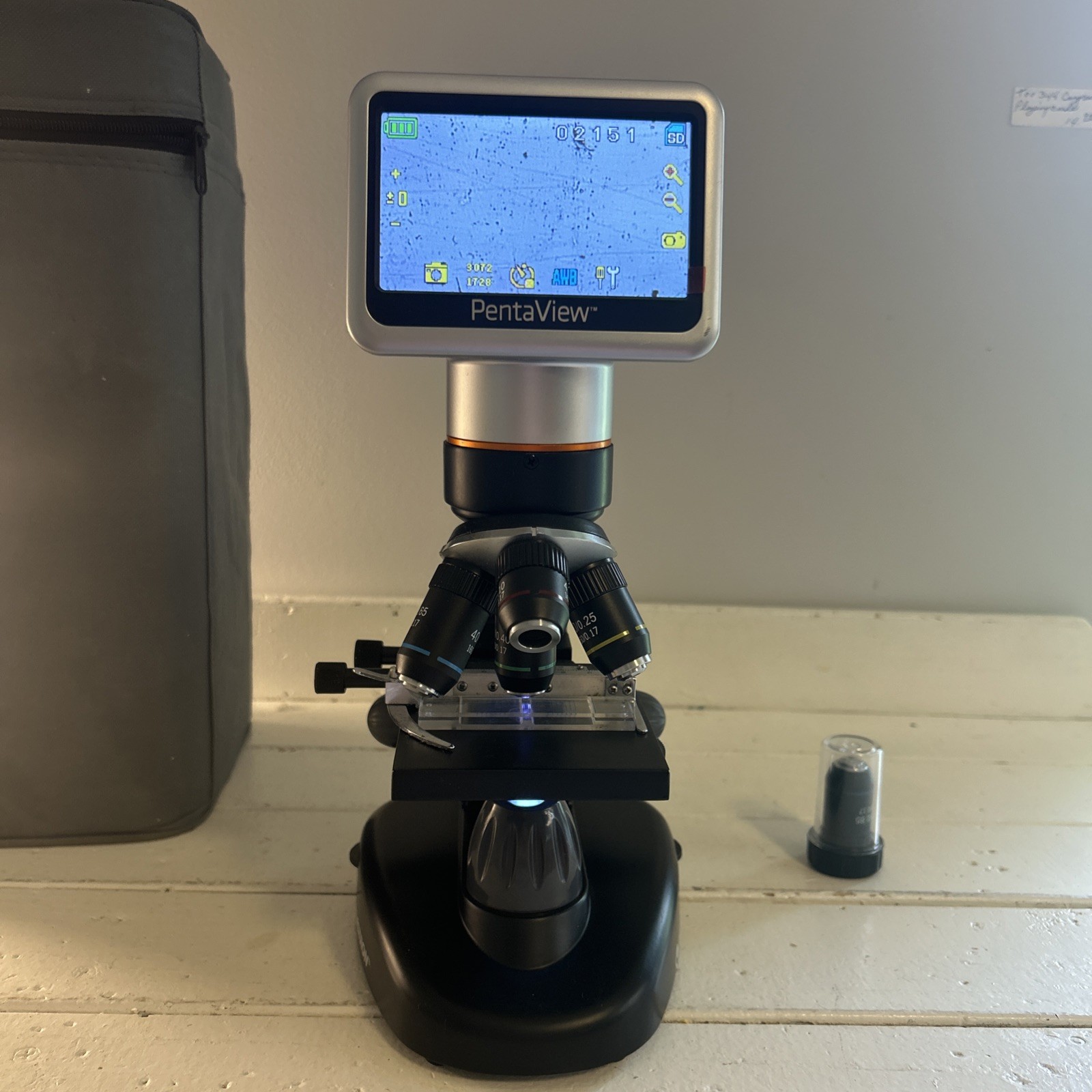 Celestron PentaView LCD Digital Microscope Portable Cordless SD Card Carry Case