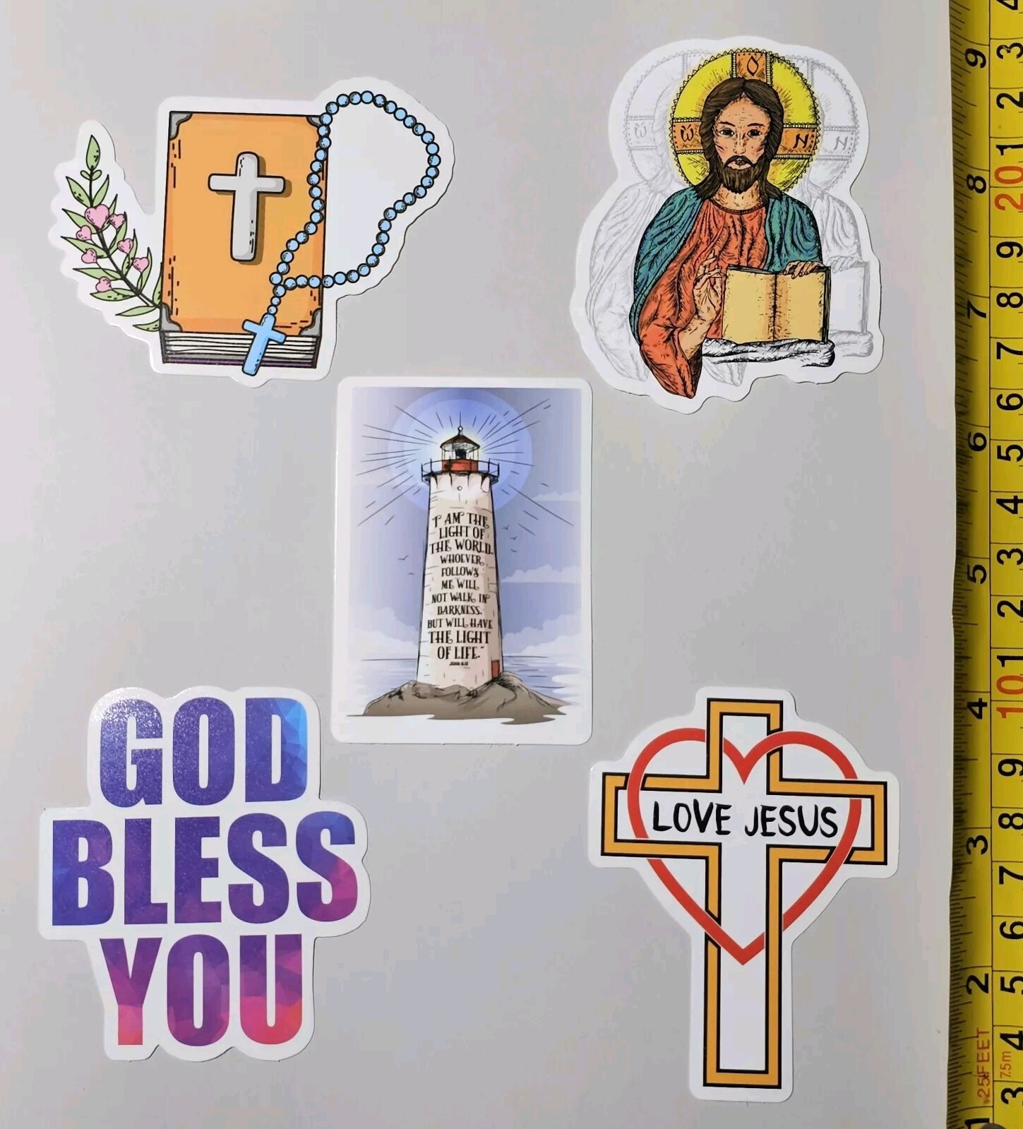 JESUS CHRIST GOD BLESS YOU LOVE S41 HOLY CROSS FAITH STICKER LOT STICKERS
