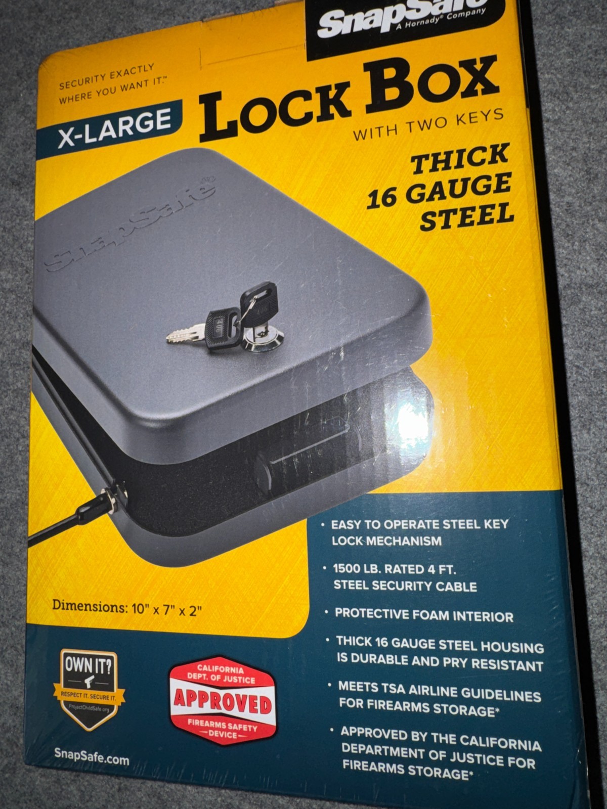 SnapSafe 16 Gauge Lock Box - X-Large (10” x 7” x 2”)  -  New
