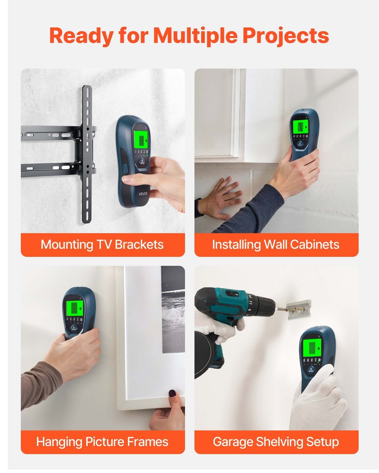 High-Definition Wall Stud Scanner Smart Tech 5 Modes Audio Edge Finding