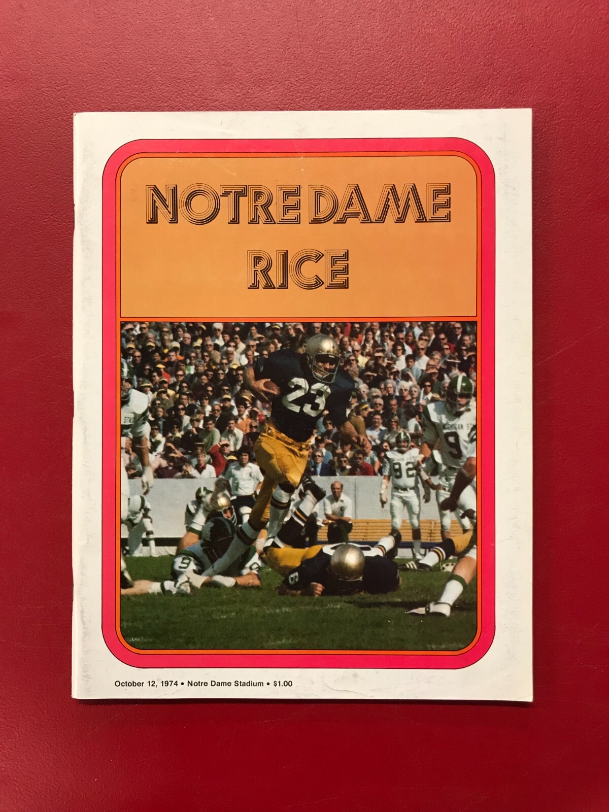 Notre Dame vs. Rice October 12, 1974 Official Souvenir Football Program