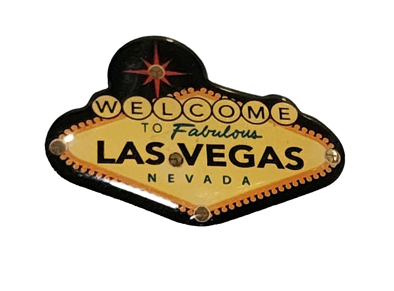Welcome to Fabulous Las Vegas Nevada Light Up Flashing Sign Lapel Pin  NOS