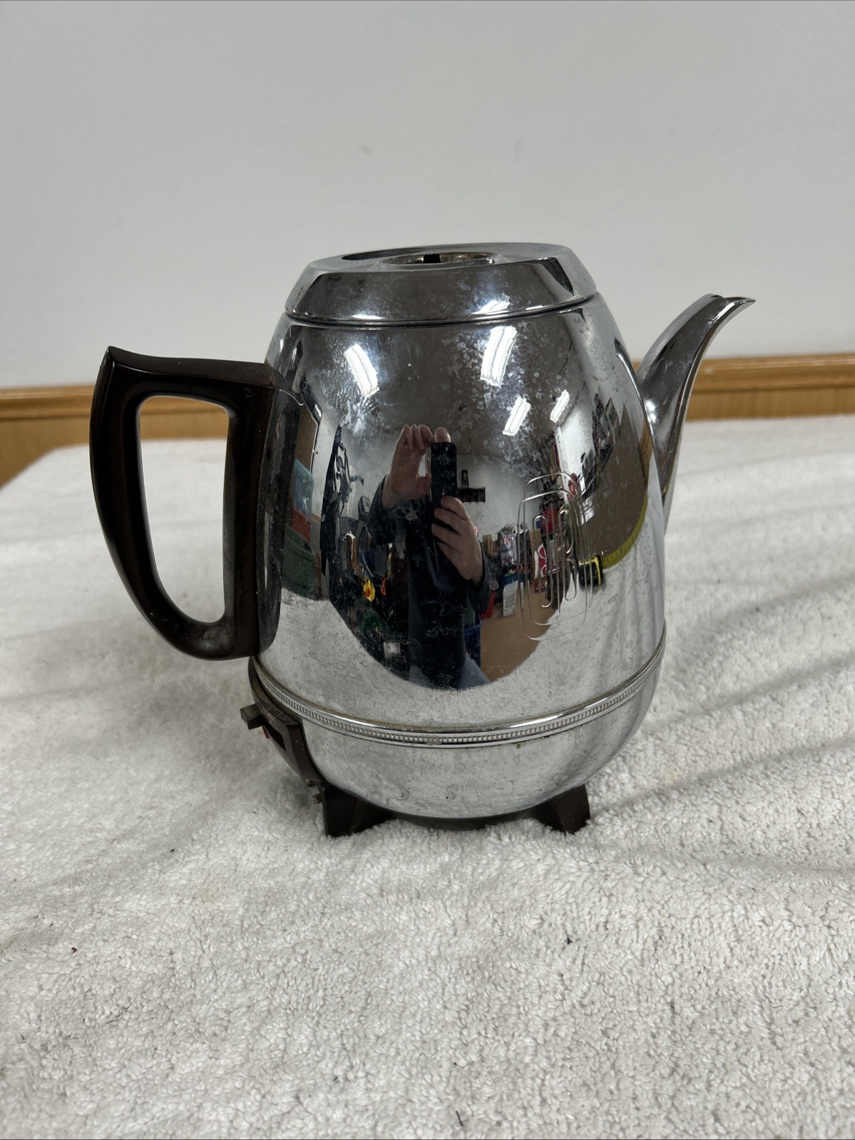 Vintage GE Pot Belly Percolator 33P30 | MCM 9-Cup Chrome Coffee Maker No Cord