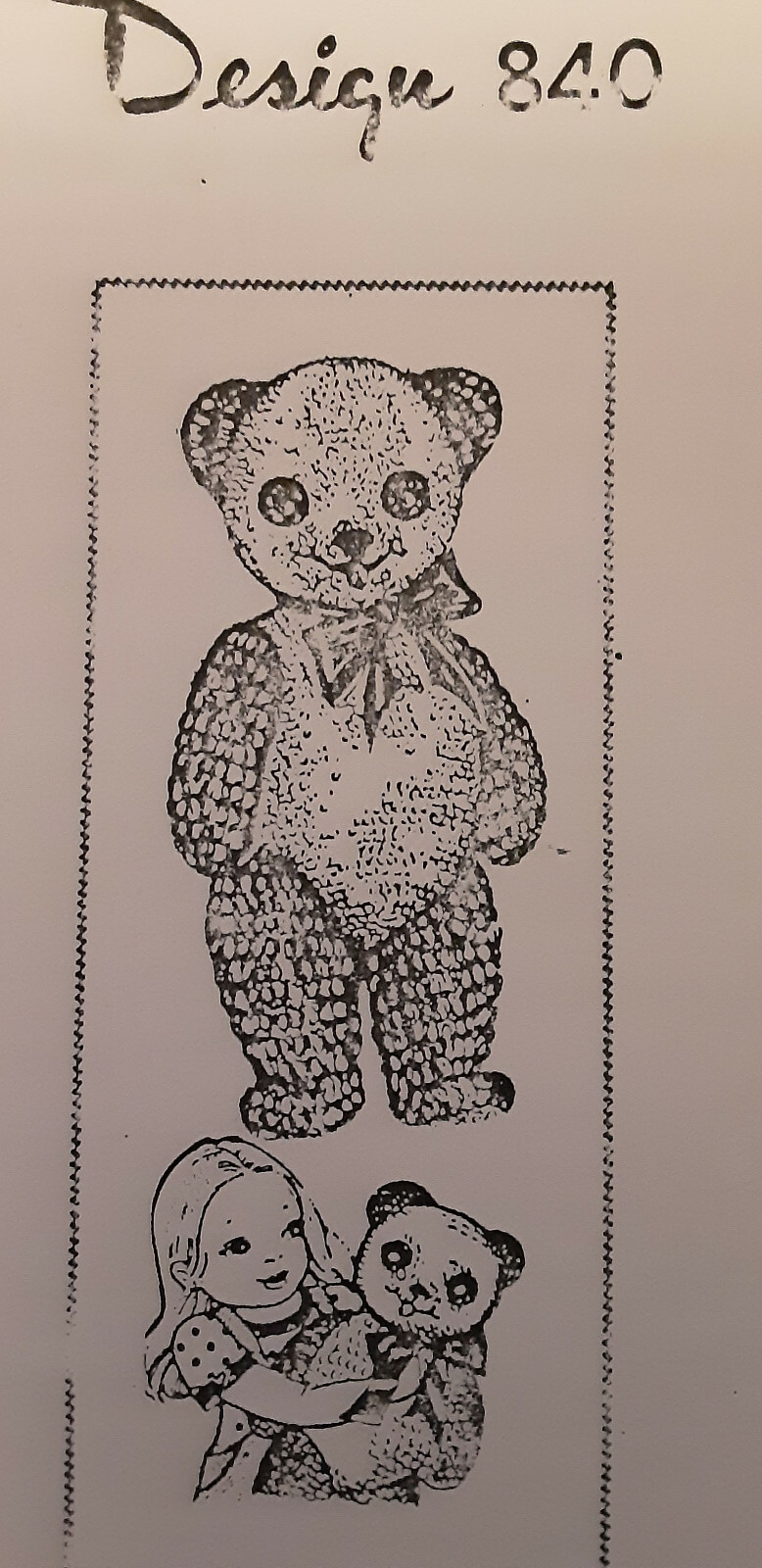840 VINTAGE DESIGN PANDA DOLL pattern to crochet (reproduction)