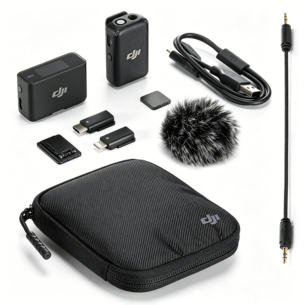 DJI Mic (1 TX + 1 RX) Wireless Microphone 250m (820 ft.) Range14-Hour Rec (B2)