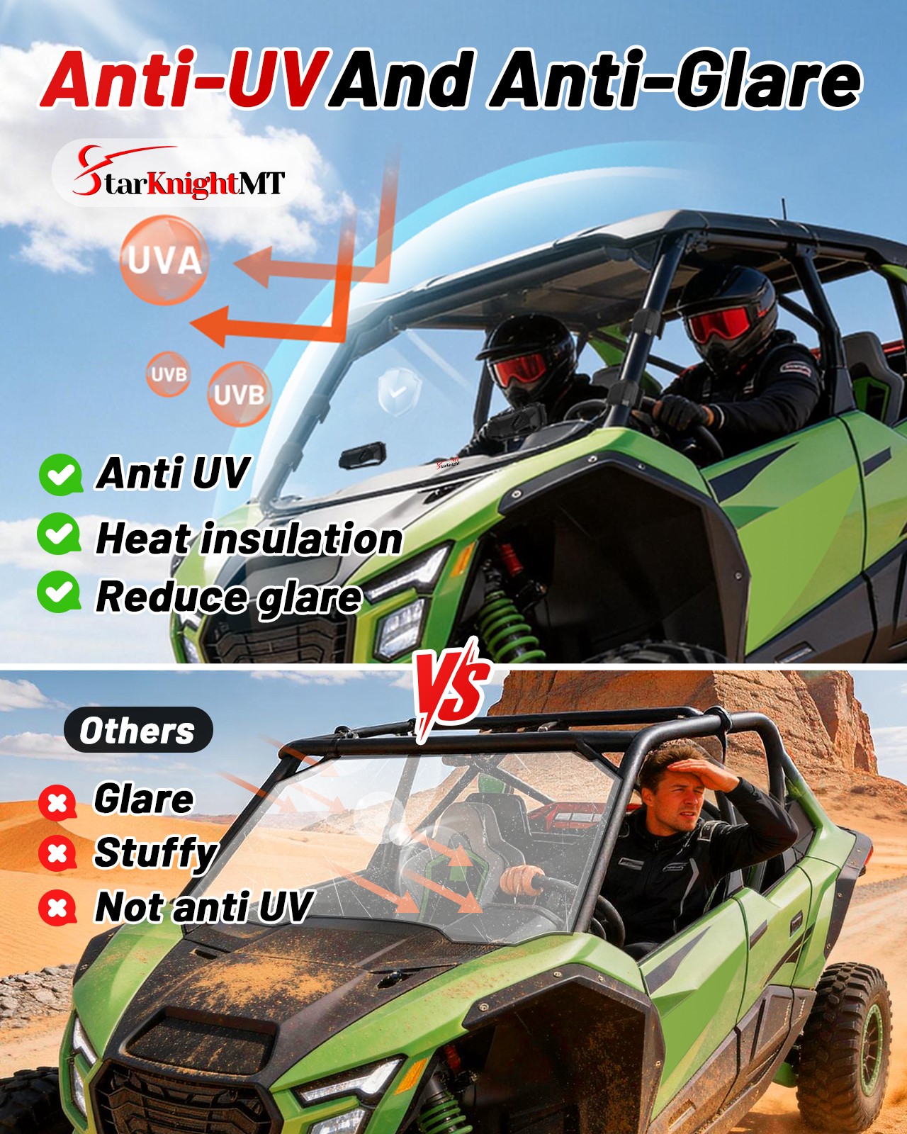 Front Window Vented Windshield Scratch-Resistant For Kawasaki Teryx 4 H2 2026