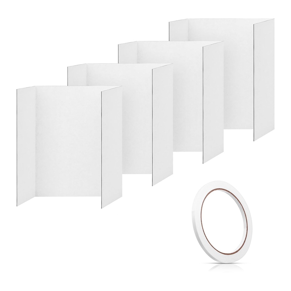 4 Pcs Trifold Poster Board Comes with Sticky Accessories,Corrugated3042