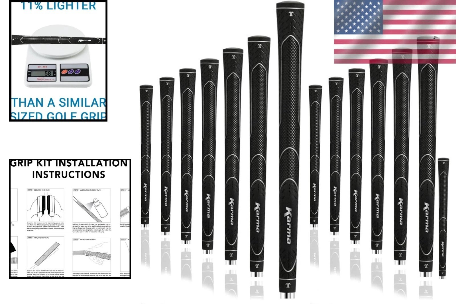 Lightweight Golf Grips - Men's Oversize, Ribbed Design