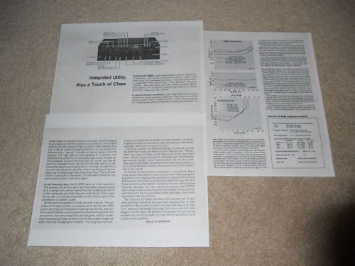 Technics SU-8080 Pro Amplifier Review, 3 pg, Rare Info