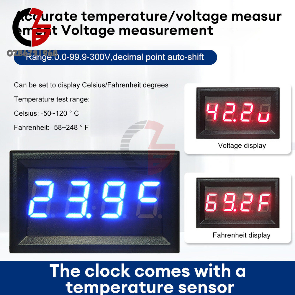 3 in 1 Car Electronic Meter Thermometer Digital Display Voltmeter led car clock