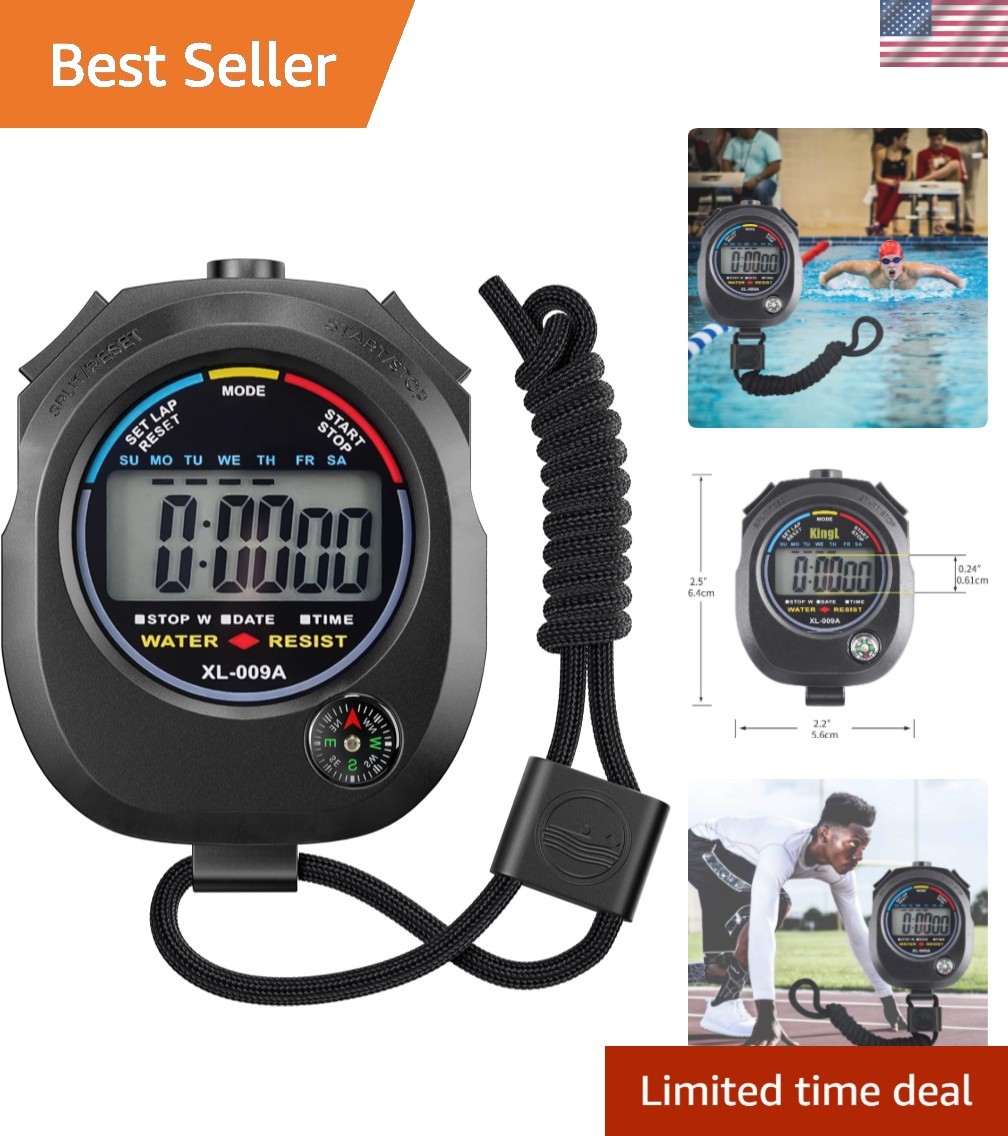 Versatile Digital Timer – Large Display Stopwatch with Time and Date Functions