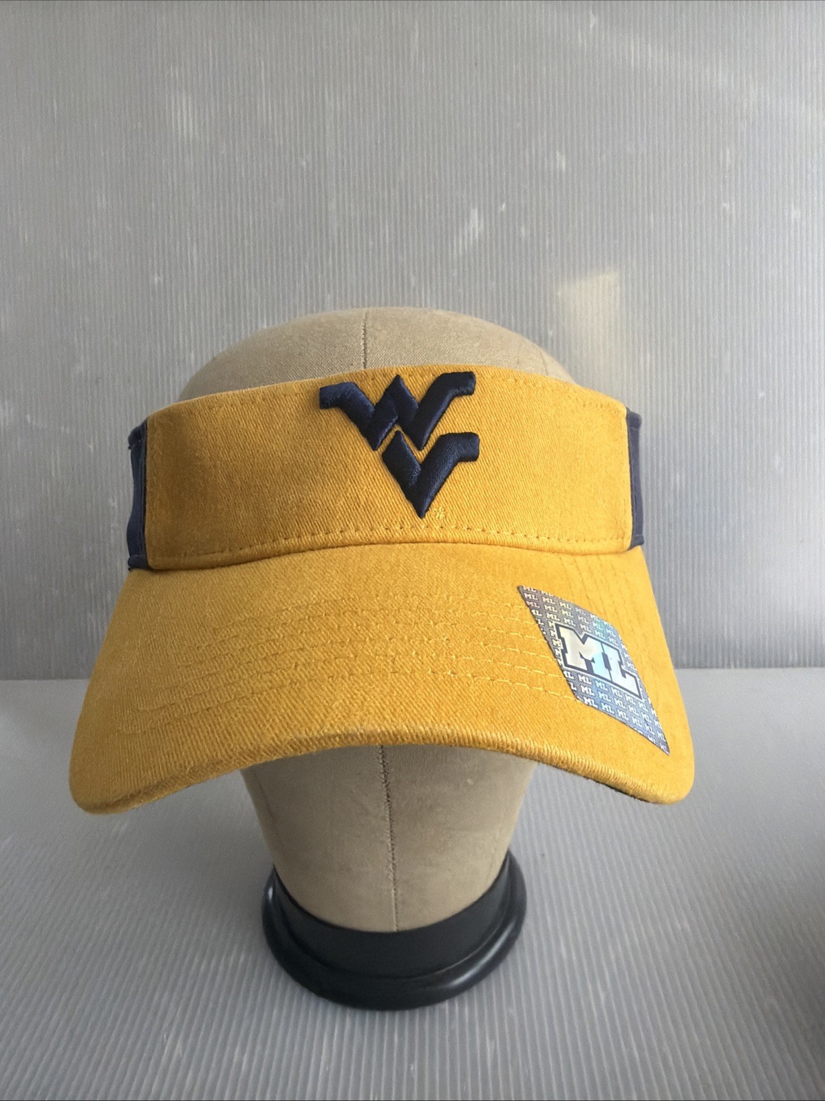 West Virginia Mountaineers Visor Hat Adjustable Blue Yellow NWT ML Caps
