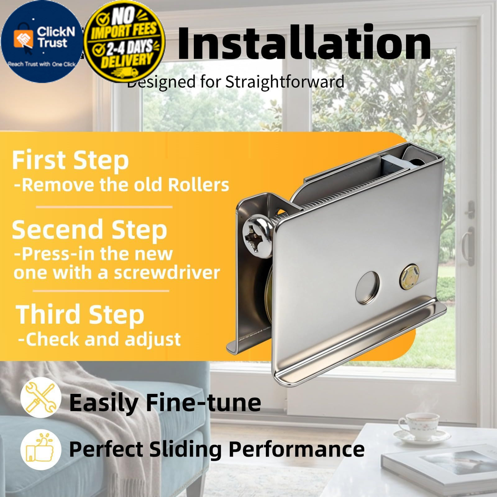 2 Packs 0C5Y00P0 Sliding Patio Screen Door Rollers Replacement for Silver