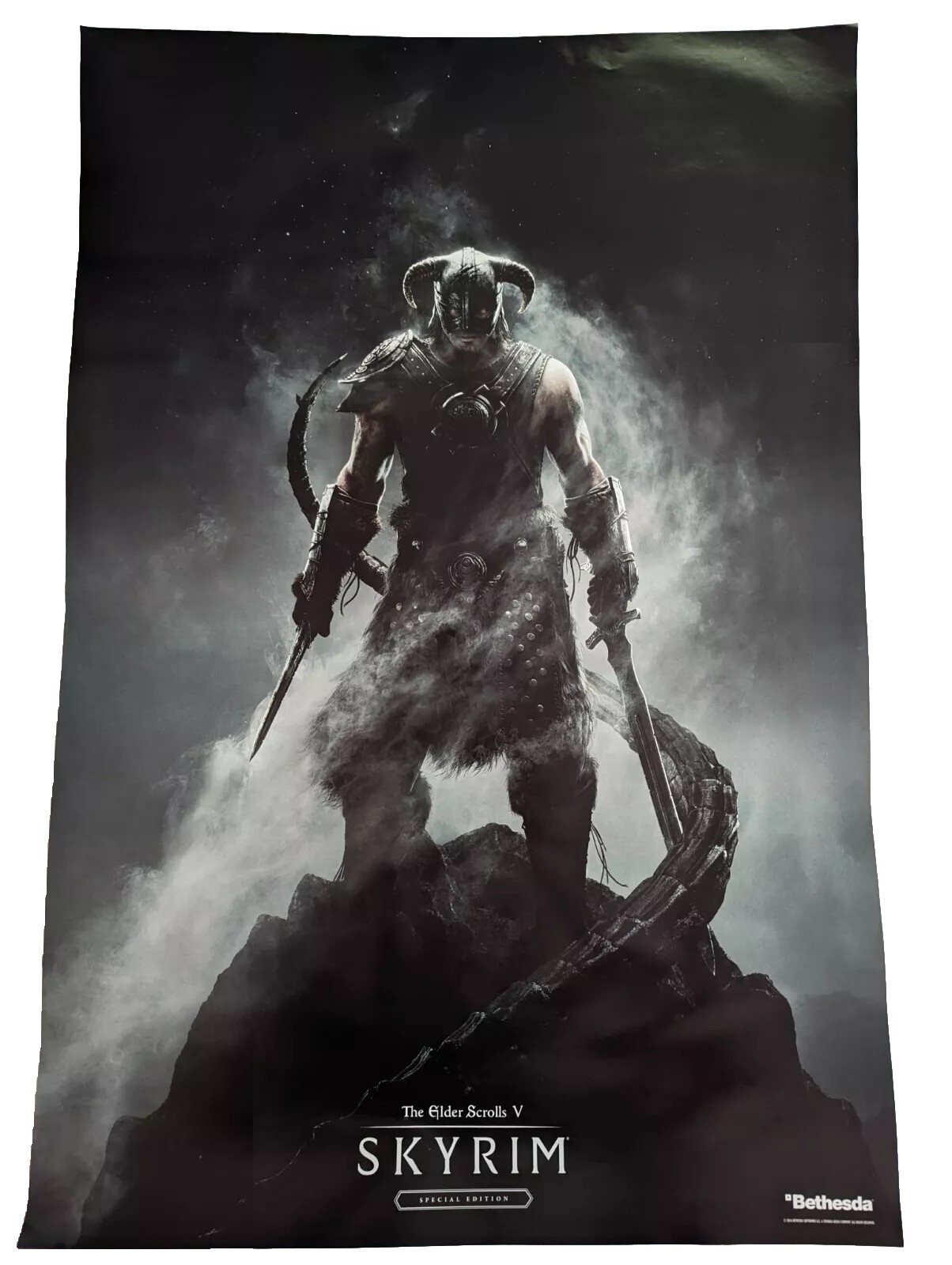 Skyrim Elder Scrolls 5 Poster Double Sided Size 33" X 22" RARE GameStop Excl