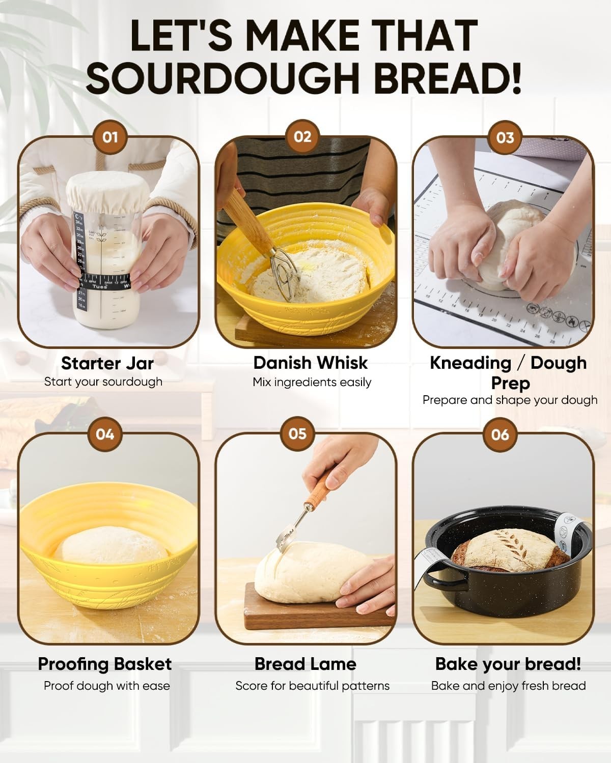 34 oz Sourdough Starter Kit: Complete Beginner’s Bread Baking Set in Yellow