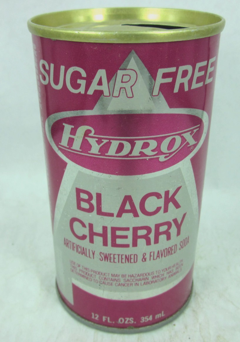 SUGAR FREE HYDROX Black Cherry logo soda pop pull tab can CLEAN Grocers