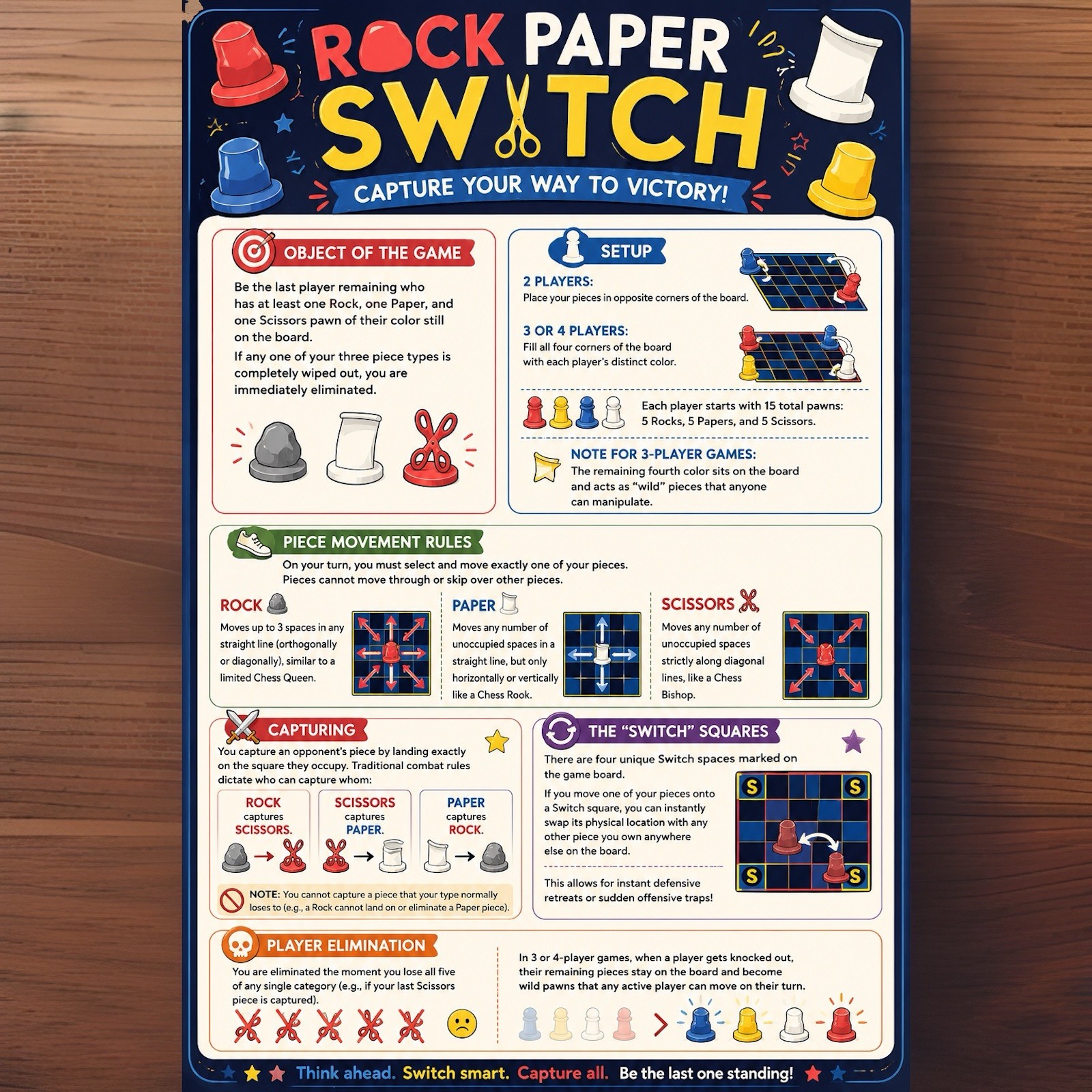 MindWare Rock Paper Switch Strategy Board Game, Easy to Learn, 2-4, Age 8+
