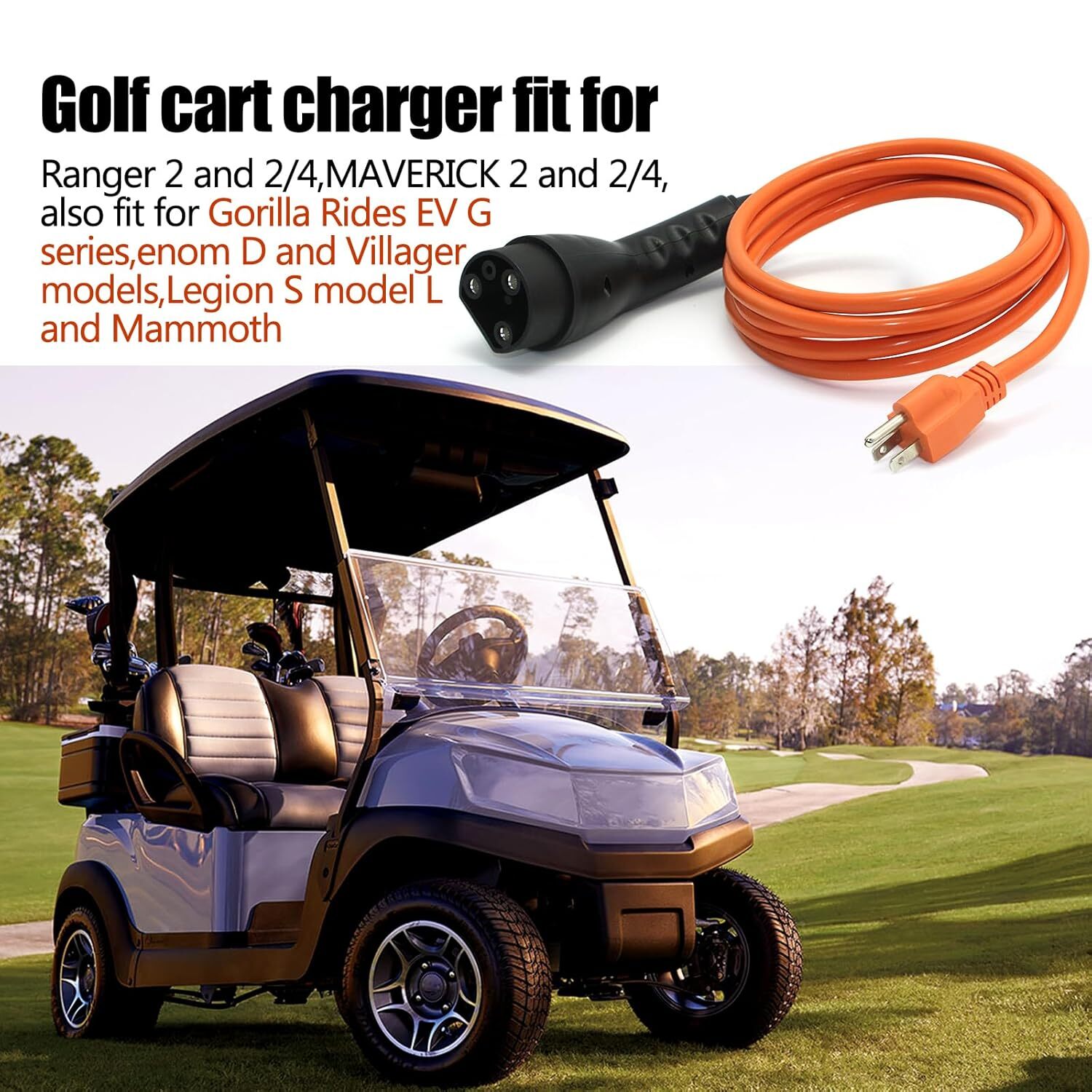 For Evolution ICON EV Golf Carts 120V 3 Pin Power Charging Cord ST-031016-PT