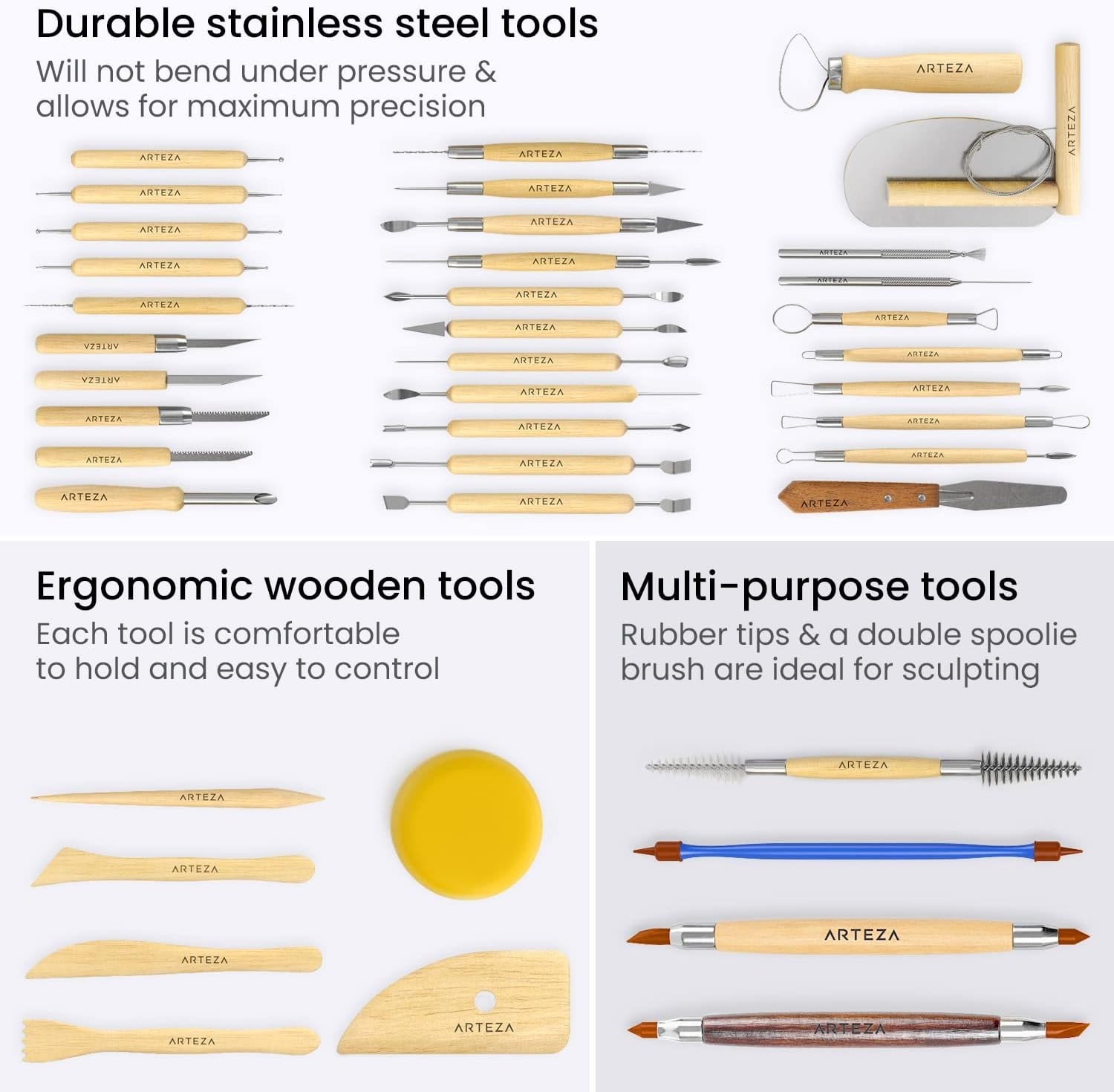 42-Piece Pottery & Sculpting Tools Set