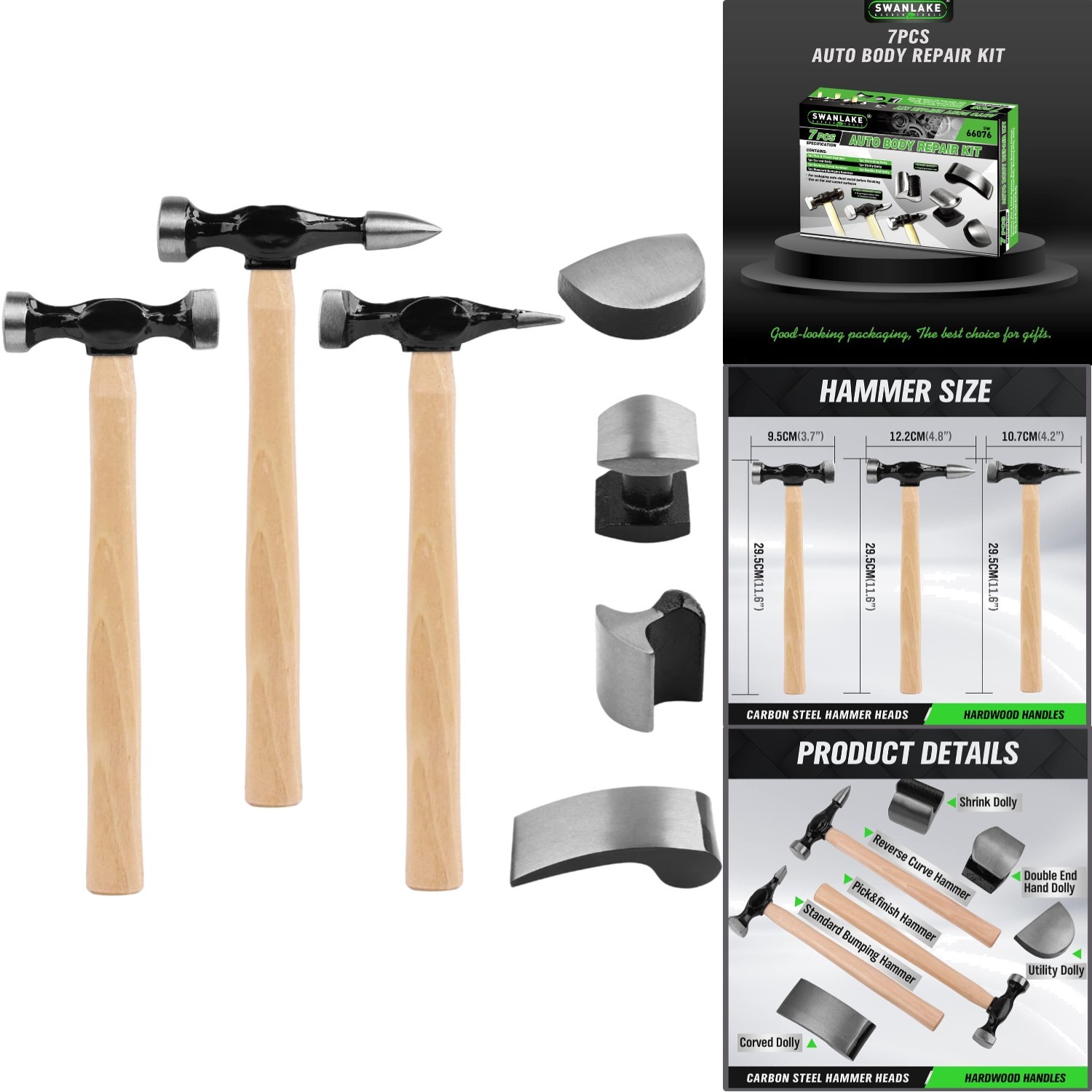 Versatile 7-Piece Auto Body Tool Set for Precision Repairs Carbon Steel Durable