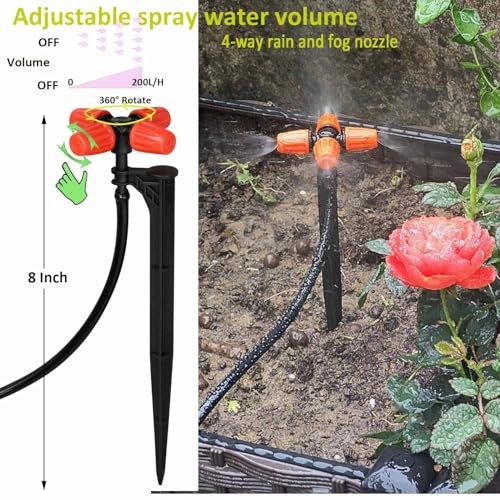 Drip Irrigation Kit Automatic Watering System with Water Timer 64FT 1/4 1t