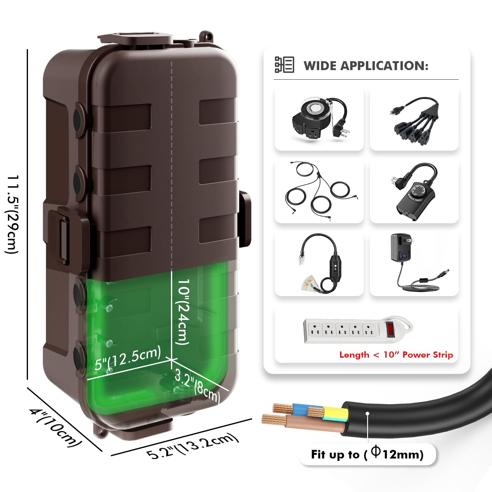 Outdoor Electrical Box, IP54 Weatherproof Extension Cord Cover with 6 Cable E...