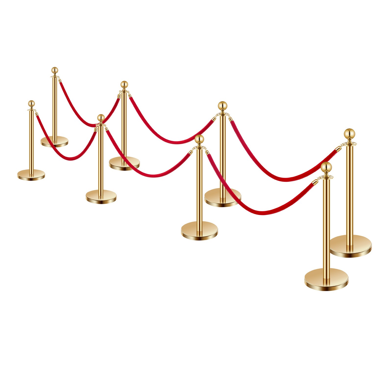 VEVOR 8Pcs Stanchion Post Queue Barrier Crowd Control Sand Injection Base Gold