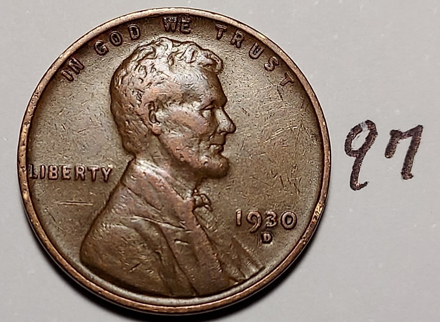 1930-D Lincoln Wheat Cent VERY FINE  #97