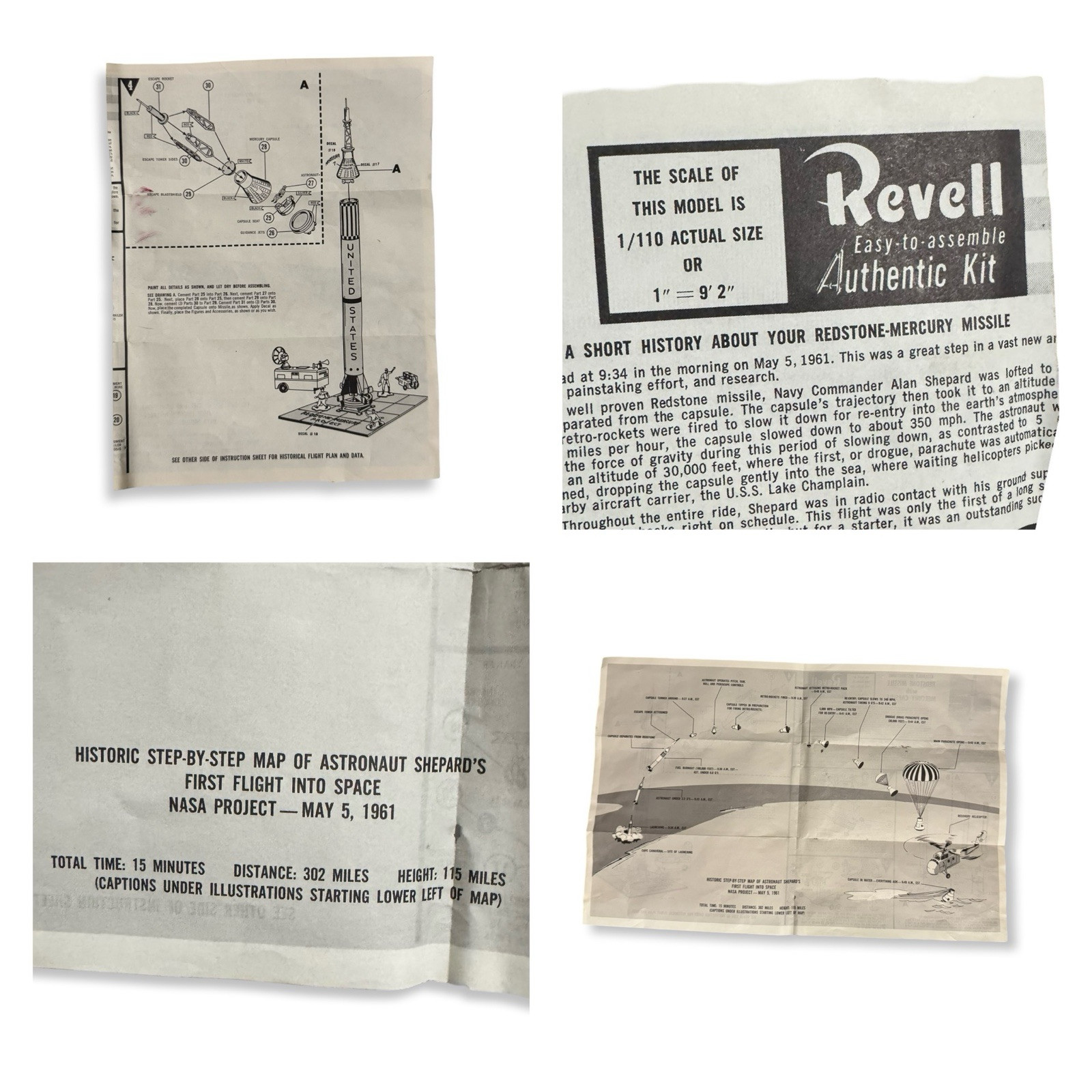Revell Redstone Missile INSTRUCTIONS ONLY w/Mercury Capsule 1/110 1961 H-1832