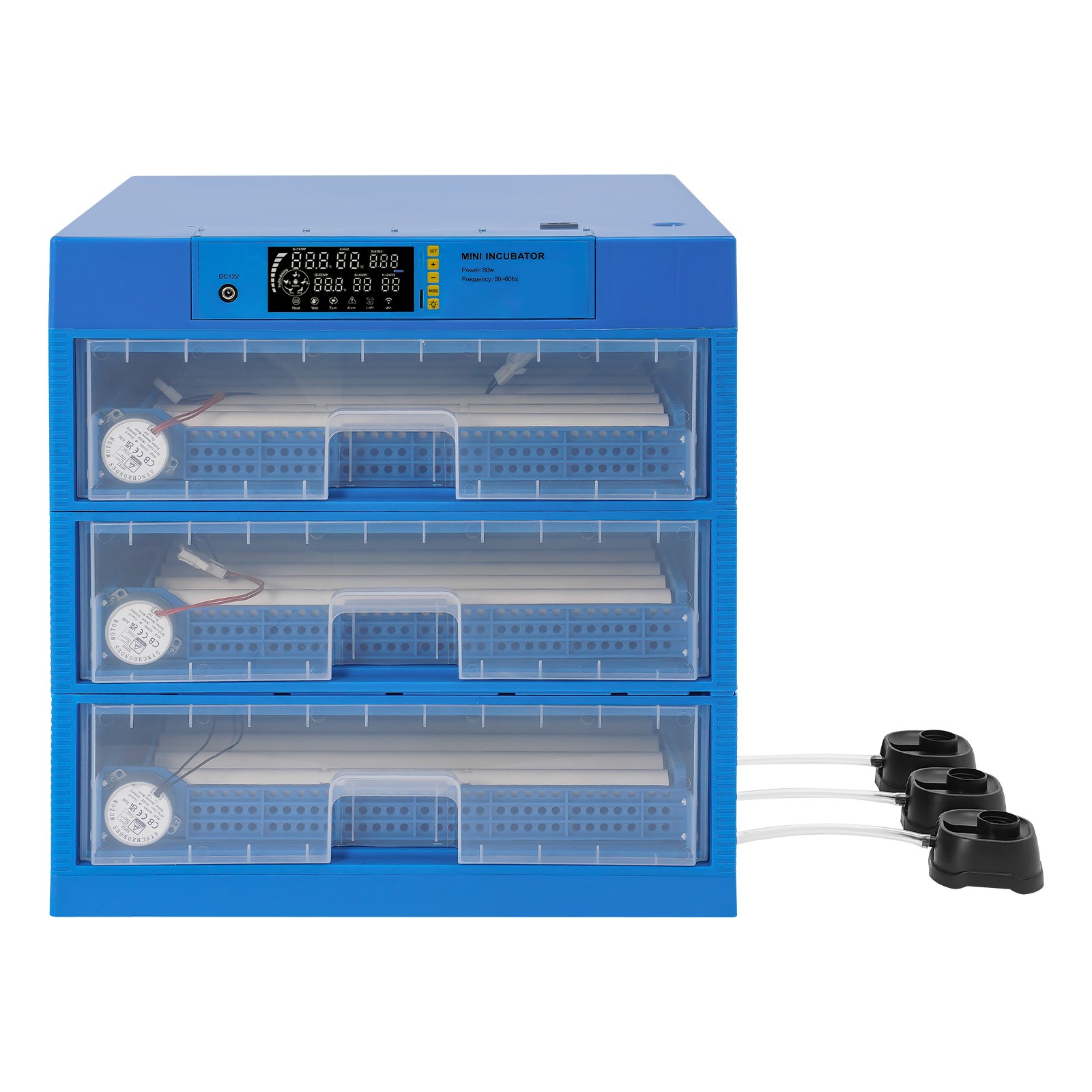 Automatic Egg Incubator 150-180 Eggs, Auto Turning, LED Display, Blue