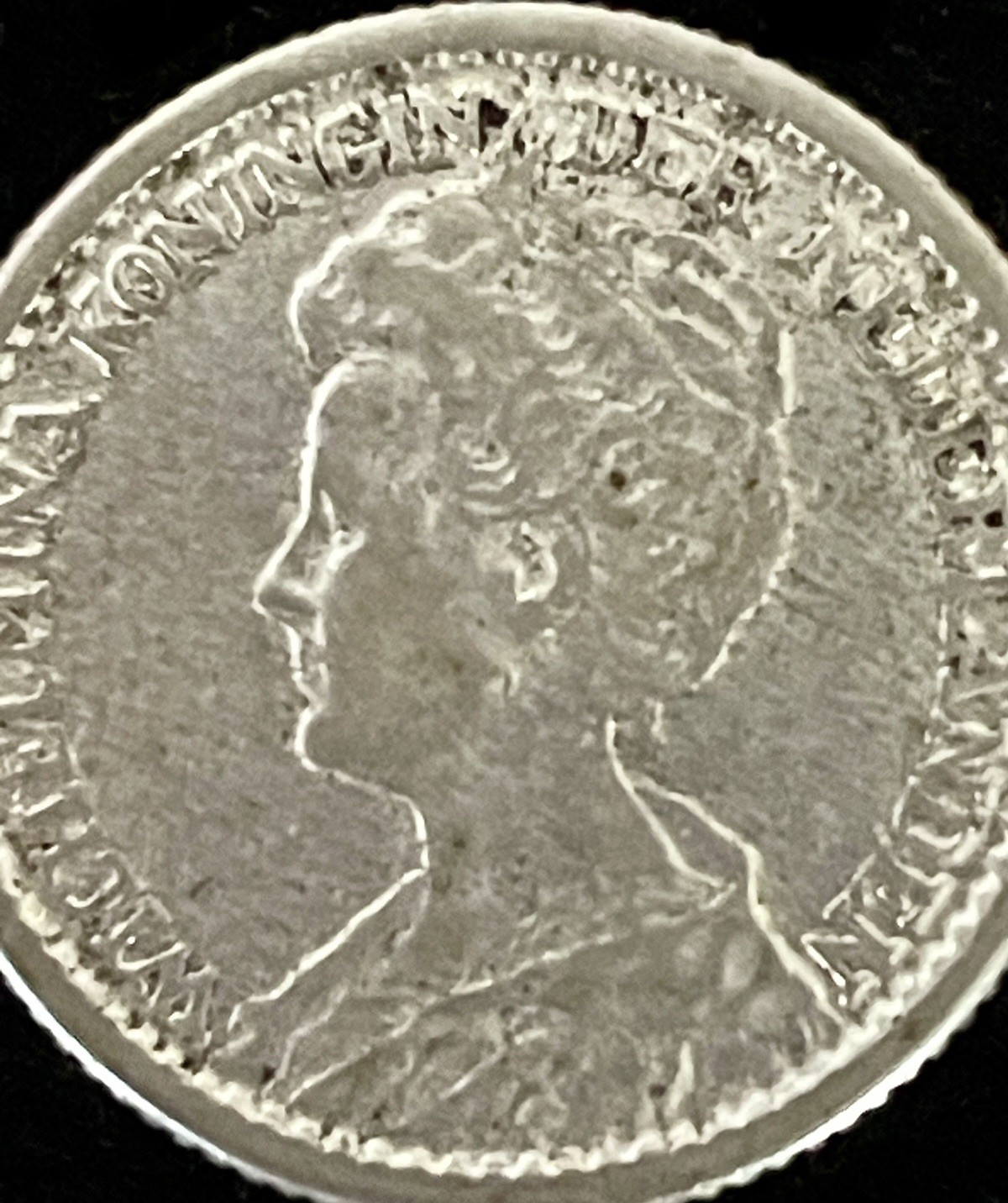 1918 NETHERLANDS QUEEN WILHELMINA l SILVER 25 CENT COIN