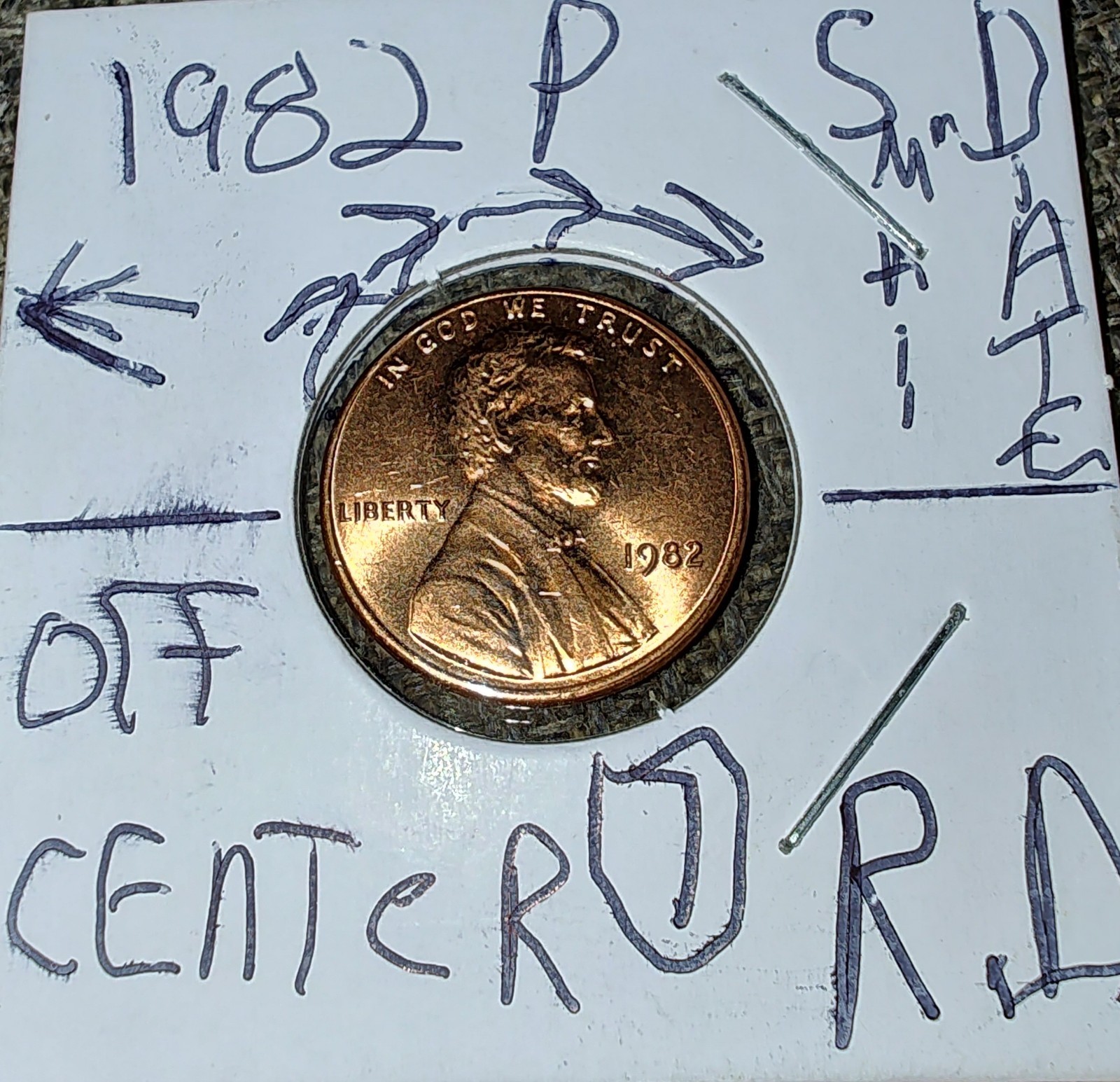 1982 Small Date 3.1 G Off Center Rotated Dye