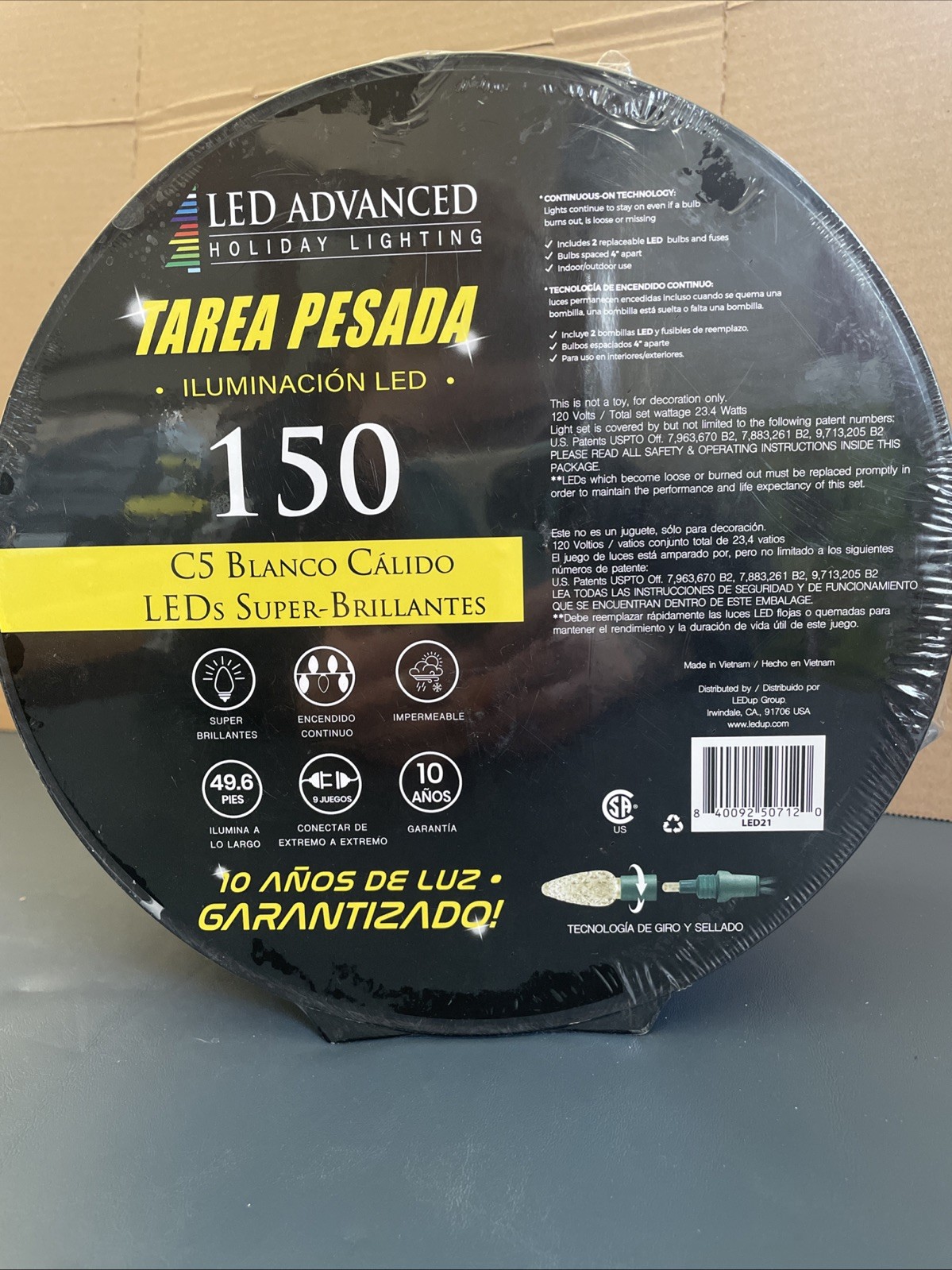 LED ADVANCED HOLIDAY LIGHTING 150 Warm White C5 Light String Steady Lit 49.6ft