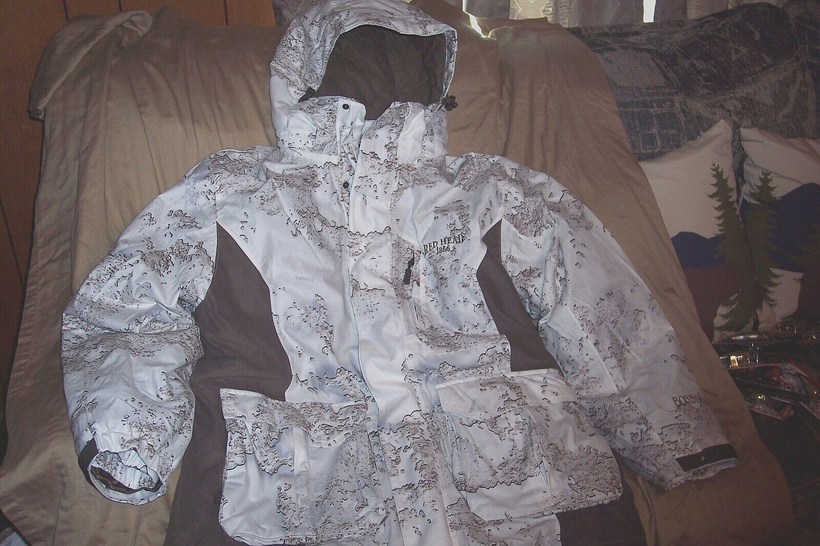Lg. Snow Camo Parka Camo Hunting Jacket Waterproof Windproof Jacket Hooded Coat