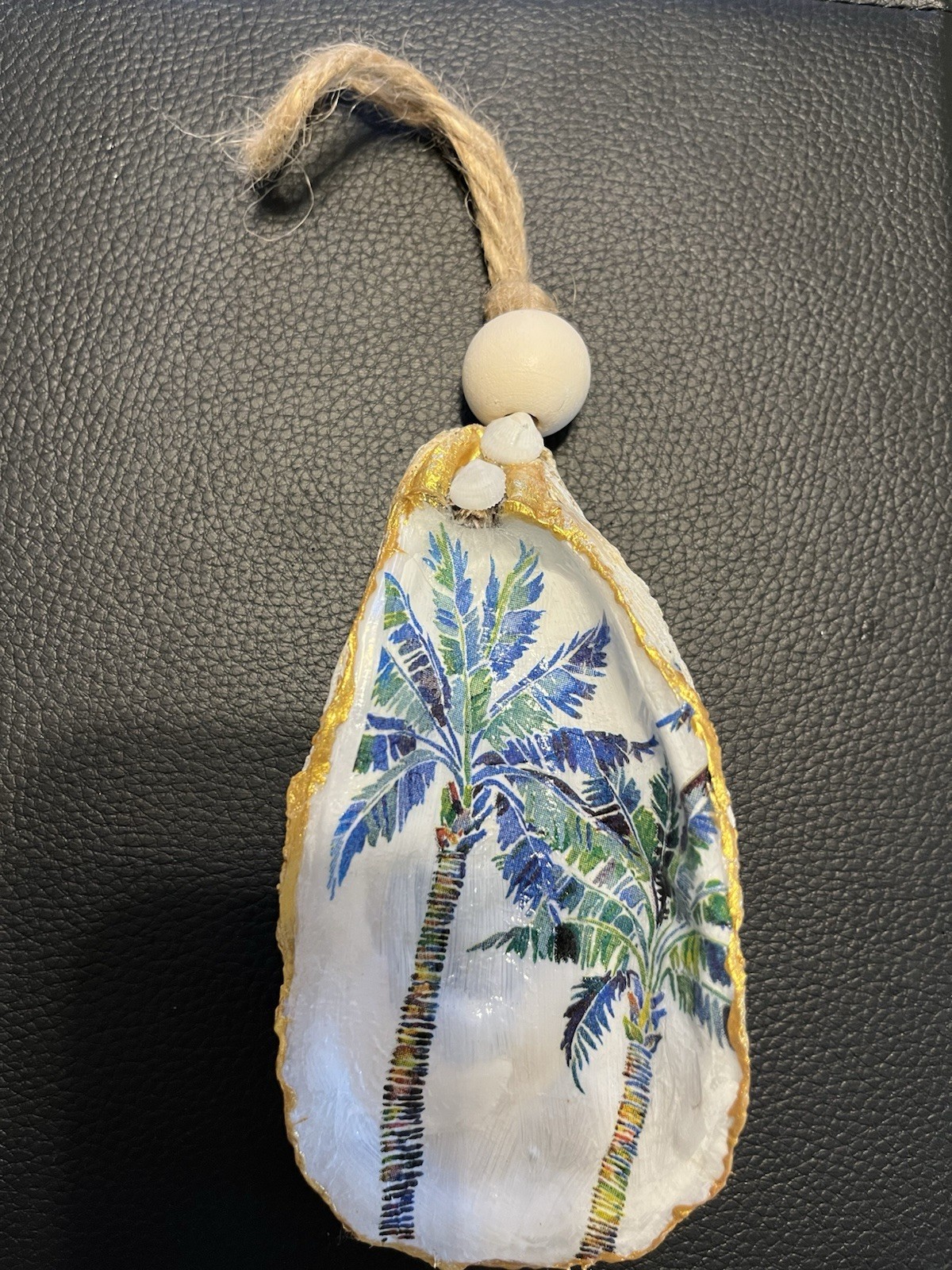 Decoupage Palm Tree On Oyster Shell Great For beach Theme