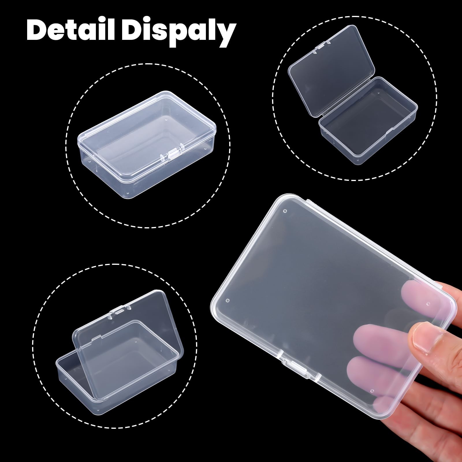 4 Pack Mini Clear Plastic Storage Box with Lid 3.7x2.5x1 Inch Organizer