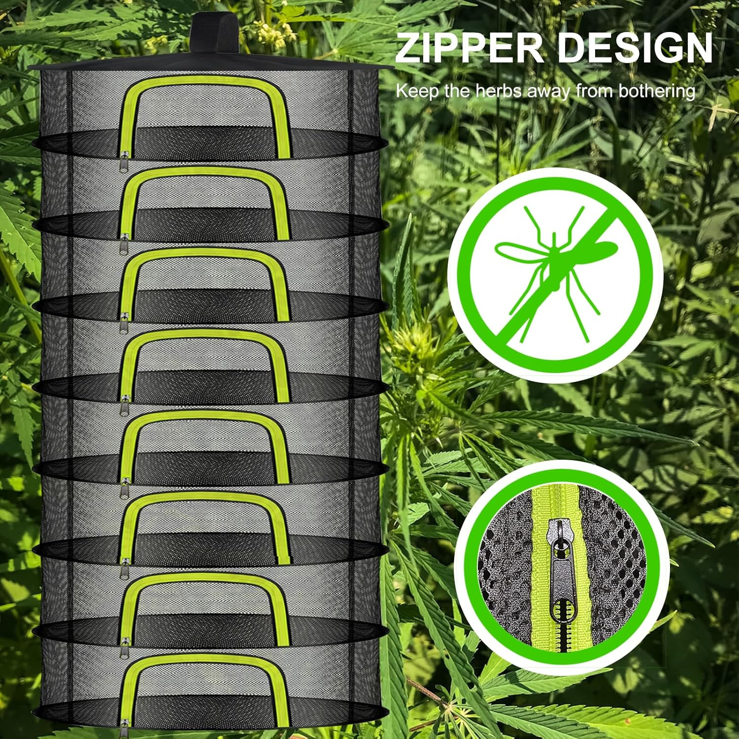 8 Layer Herb Drying Rack, Herb Drying Rack Hanging Mesh, Foldable Grass Drying R