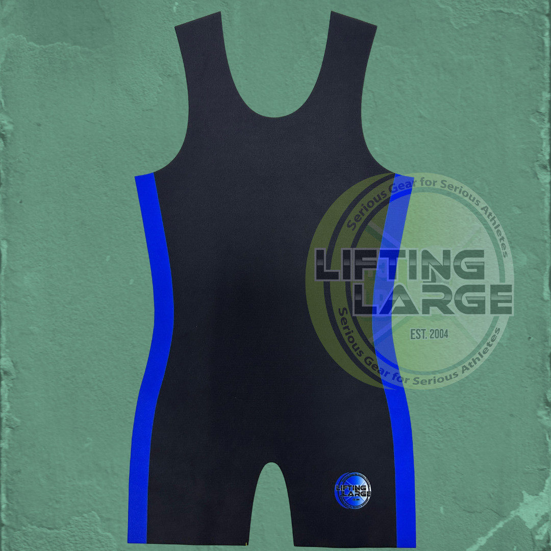 Lifting Large Competition Powerlifting Singlet Black/Blue IPF Approved
