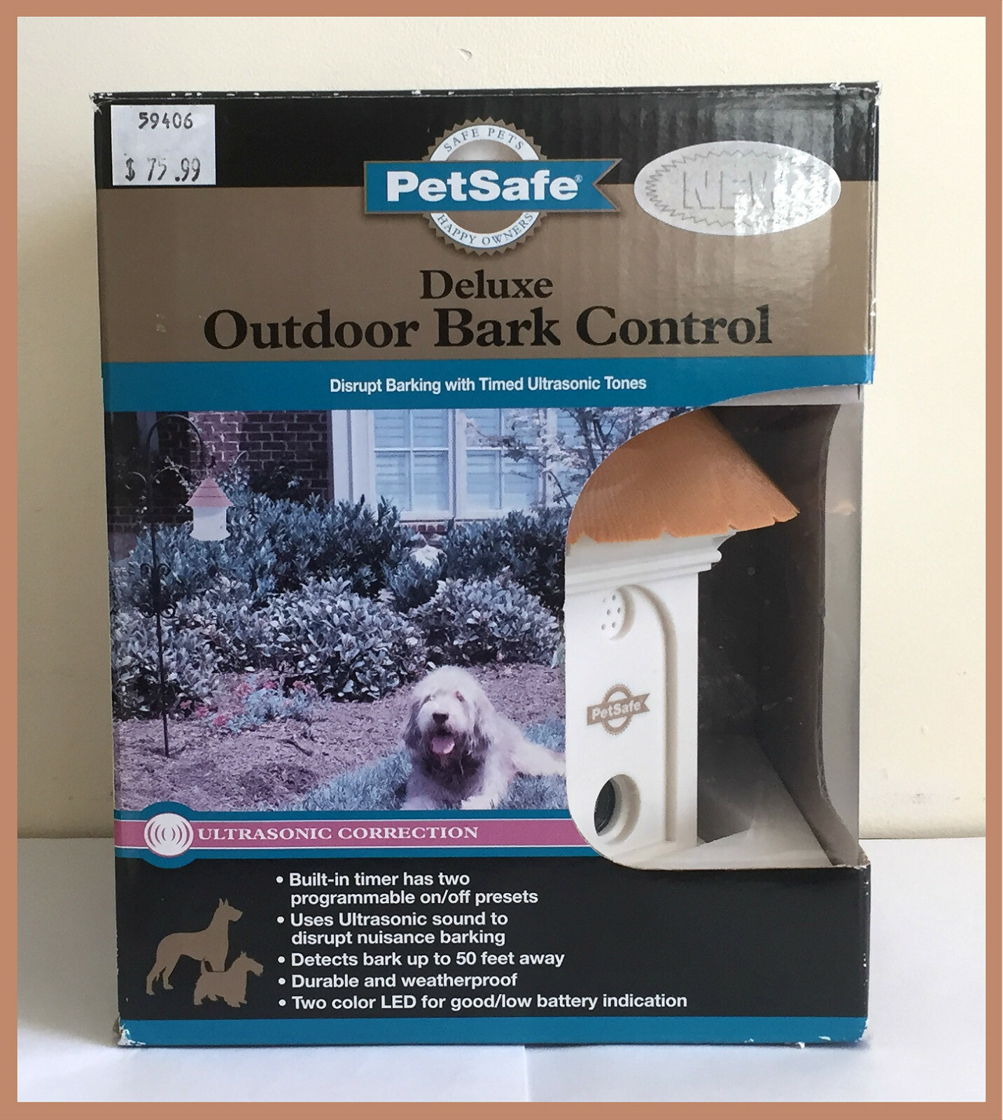 NEW PETSAFE DELUXE OUTDOOR BARK CONTROL DISRUPT BARKING W/TIMED ULTRASONIC TONES