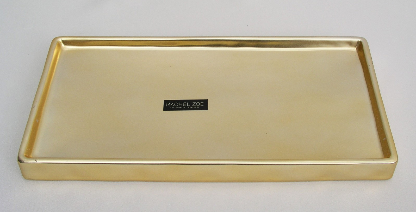 RACHEL ZOE GOLD TONE RECTANGULAR BATHROOM VANITY TRAY 12" X 6"