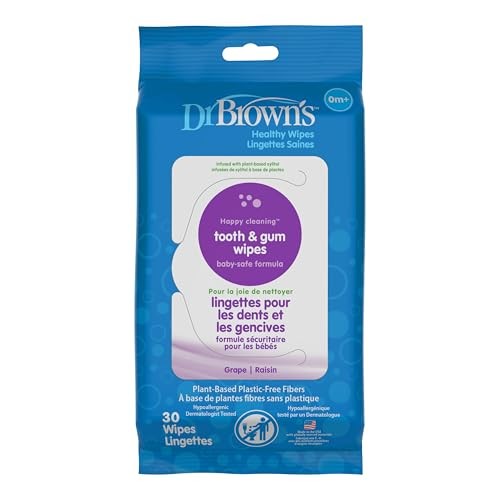 Baby Tooth and Gum Healthy Wipes Fluoride Free Grape Flavor 30 Count Pack