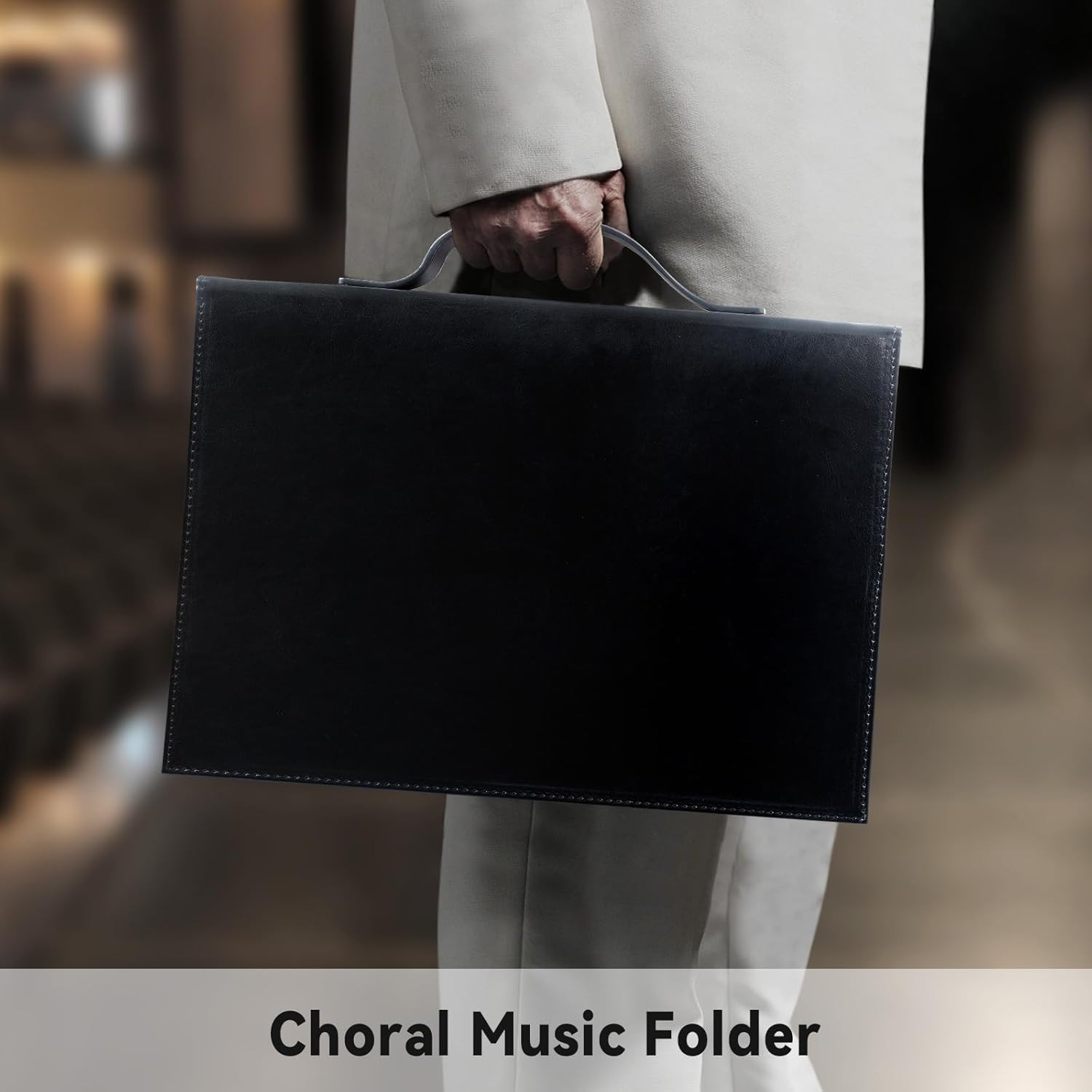 Choir Music Folder with Handle & Strap - Professional Black Choir Folder for Sta