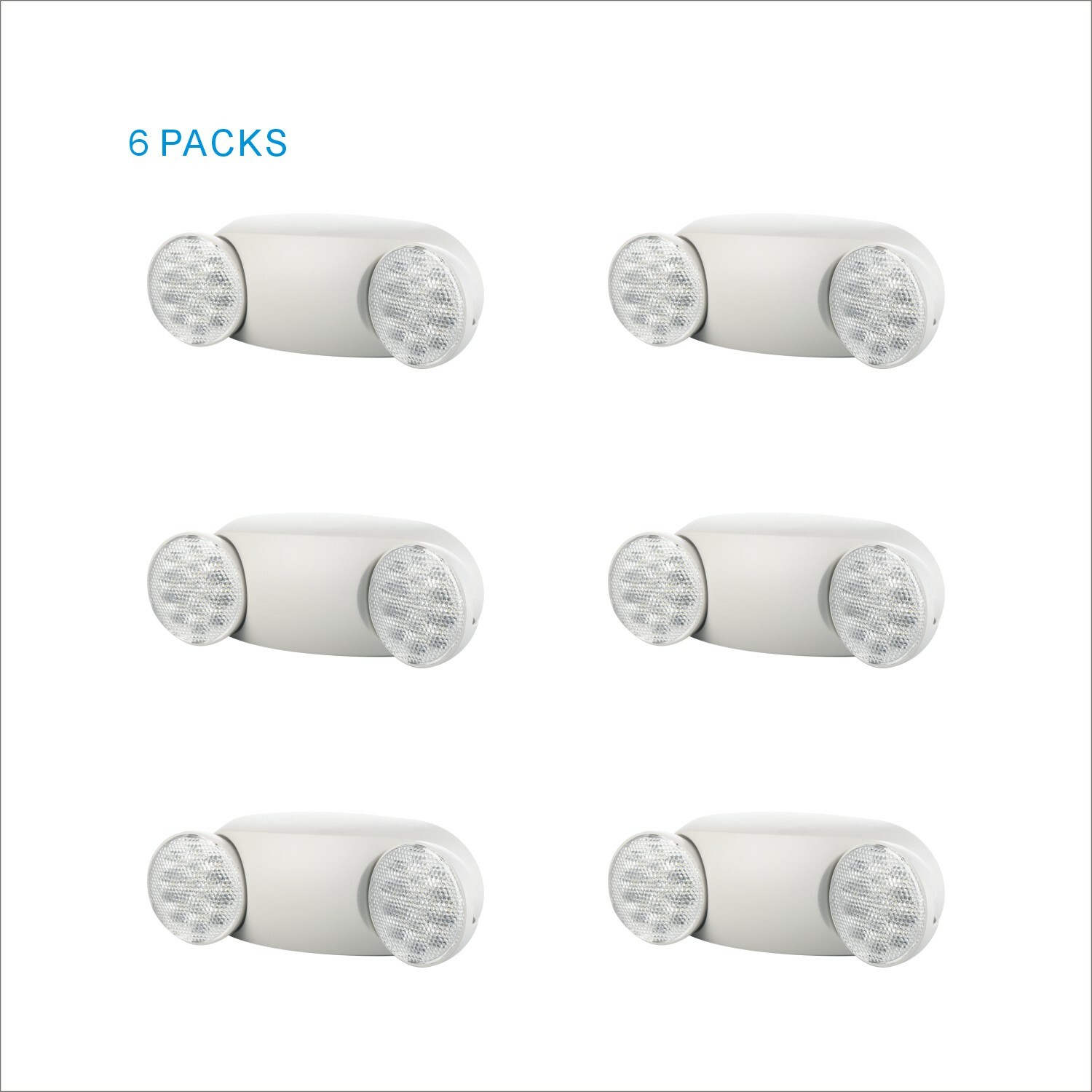 6 Pack LED Commercial Emergency Lights Fixtures with Battery Exit Sign for Home