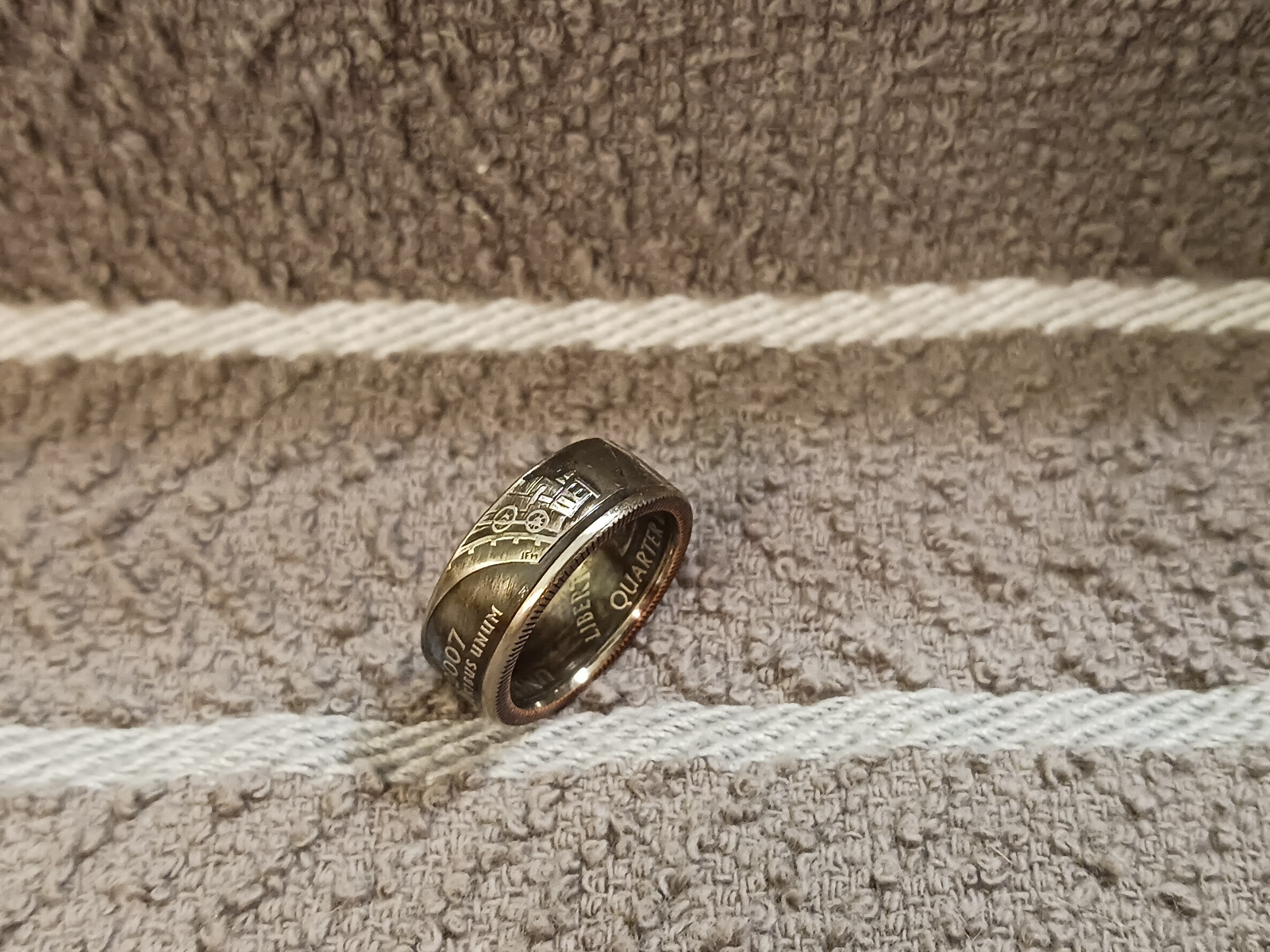 Utah Handcrafted Washington Quarters coin ring, size 6 2007