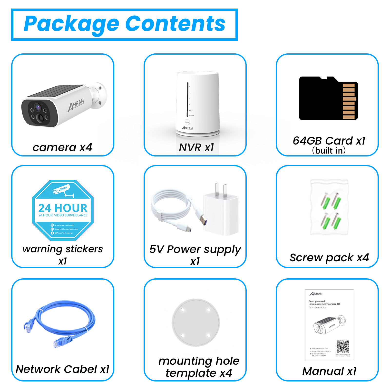 4MP Wireless Security Camera System Solar CCTV Spotlight W/ 64GB SD Card
