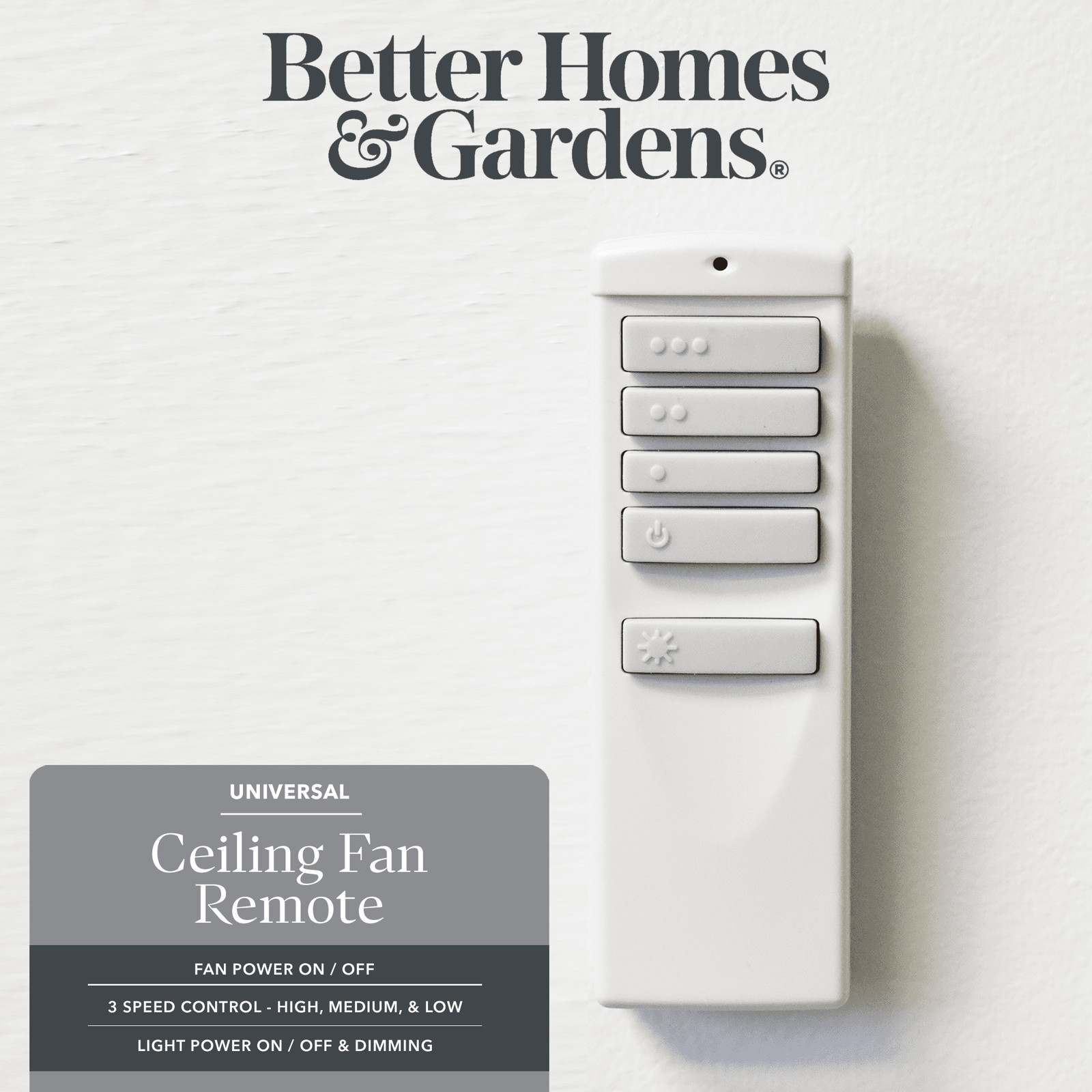 Universal Handheld Ceiling Fan Remote with Wall Mount, 3 Speed Controls