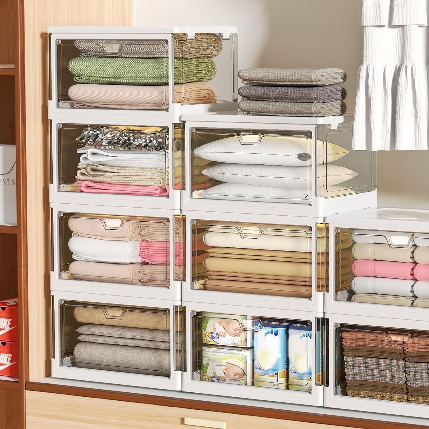 Clear Storage Bin with Lid 3 Pack 【Stackable & Sturdy】 Plastic Multifunctiona...