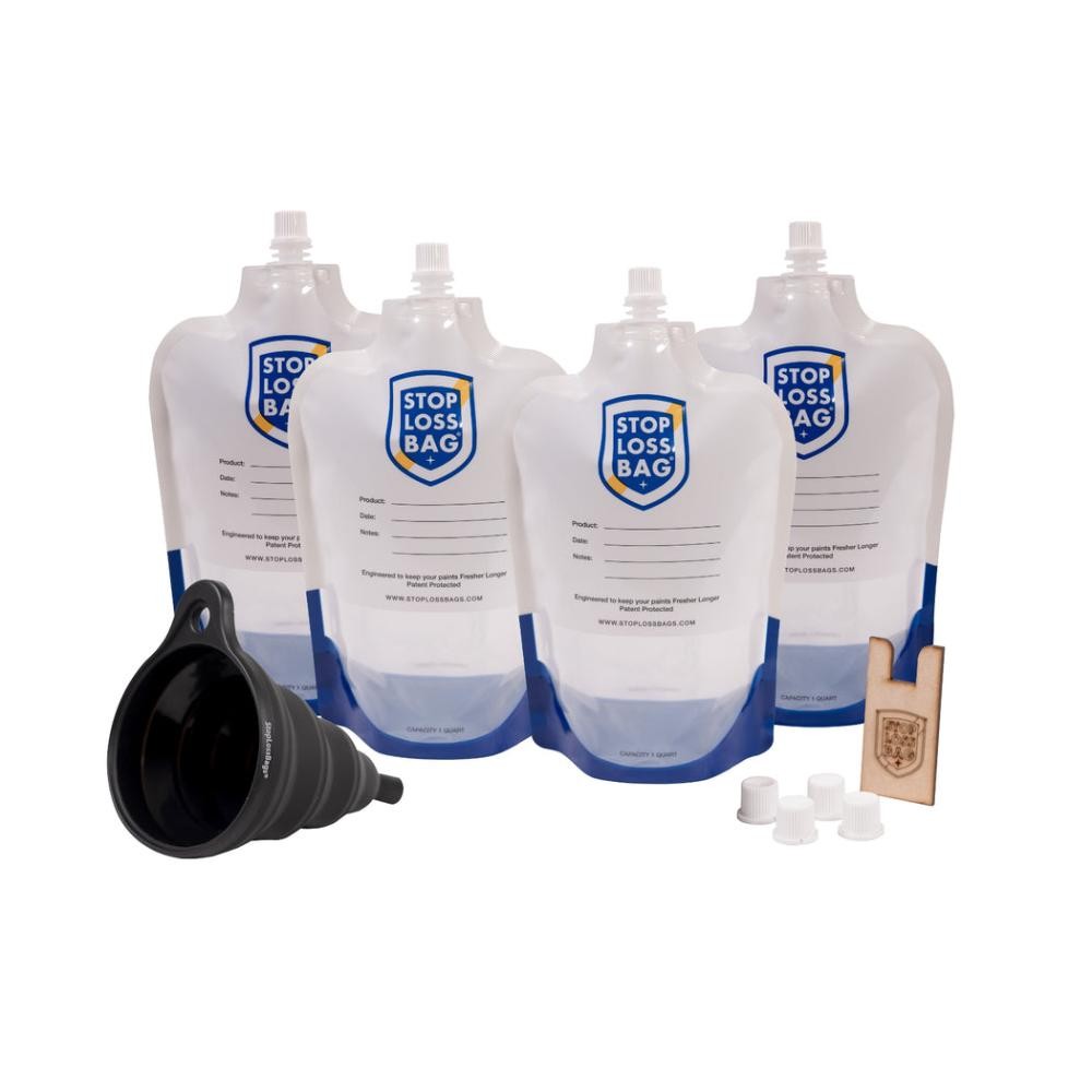 StopLossBags Steward DIY Bundle - 4-Pack Solvent Bags, Funnel, Filler Clip, 4-E