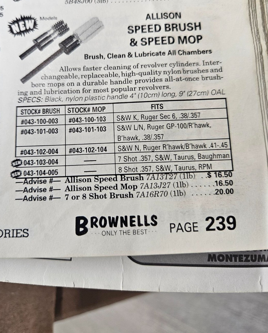 Smith & Wesson N-Frame 357 Magnum 8 Round GENUINE ALLISON MFG NEW SPEED BRUSH