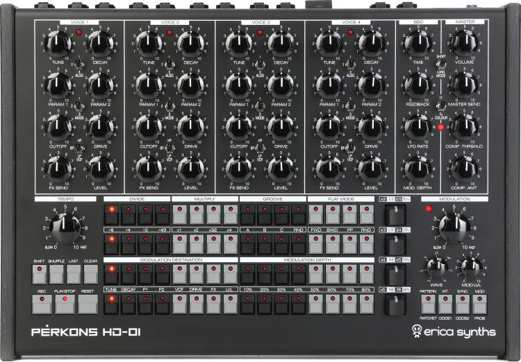 Erica Synths Perkons HD-01 Drum Machine and Rhythm Synthesizer - Black